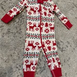 Hanna Andersson Reindeer Fair Isle Zip Sleeper – Size 75 cm (12–18 Months)